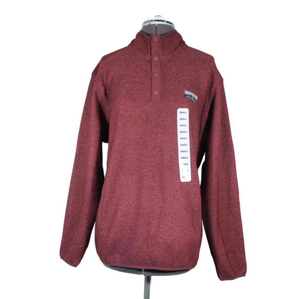 Eddie Bauer men's classic fit 1/4 snap mock neck knit sweater fleece pullover‎ S
